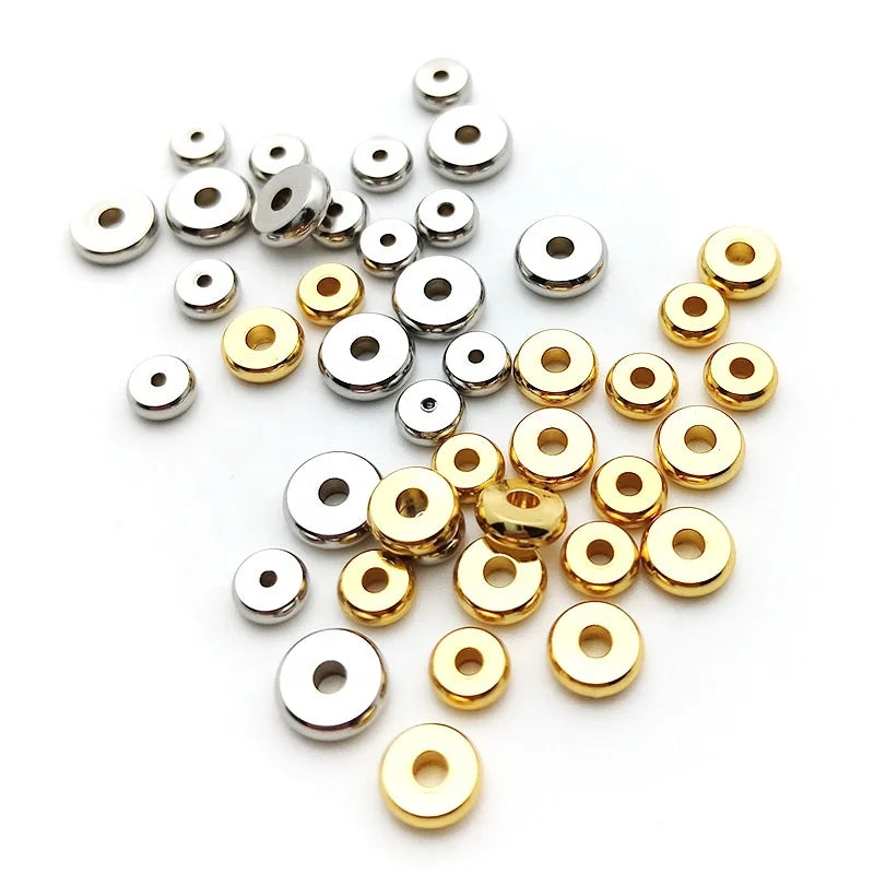 Tarnish Free Stainless Steel Flat Round Spacer Disc Beads for DIY Jewelry Making
