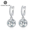 White 925 Sterling Silver Shiny 5CT 11*11mm Simple Versatile Six-Claw Clip Drop Earrings for Women Birthday Gift for Her