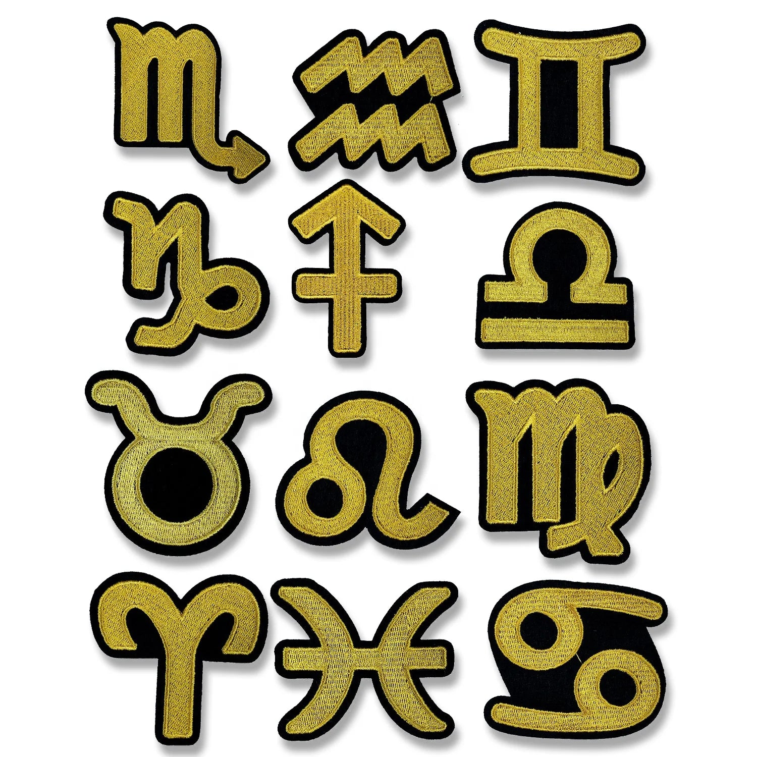 Iron on Clothes Embroidery Appliques Symbol Icon 12 Zodiac Patches Set