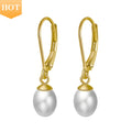 RINNTIN GPE13 Natural Freshwater Pearls Earrings 925 Sterling Silver Earrings Gold Plated Hoop Earings for Women