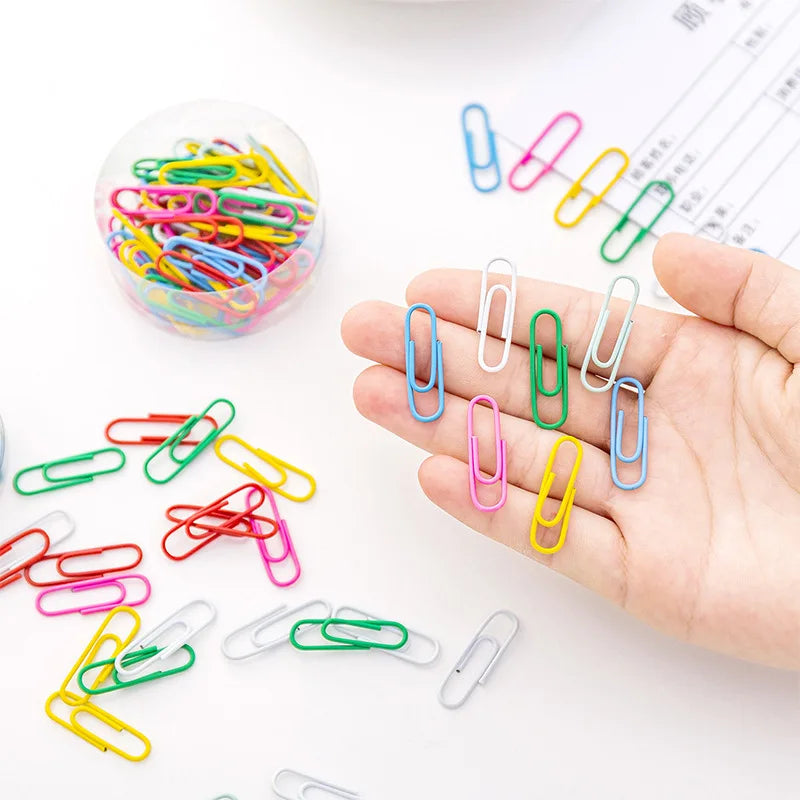 50pcs/Box 28mm Colorful Small Metal Paper Clips Notes Classified Clips Children Student Stationery School Office Supplies