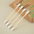 Compact 100pcs Aircraft Hole Hang Card Bamboo Stick Cotton Buds with Kraft Paper Box for Convenient Storage