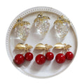Luxurious Golden Plated Strawberry Cherry Pendant Beads for Earring Bracelets Necklace Making Accessories