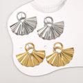 Vintage Gold Color Stud Earrings for Women New Exaggerated Geometric Fashion Drop Jewelry with Fan-Shaped Metal Design