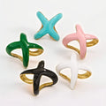 DAIHE Oil Drop Design Jewelry Stainless Steel Rings for Women 18K Gold Plated Rings