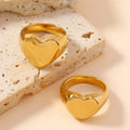 Zhongzhe Jewelry Heart Rings Size 5-12 Signet Wedding Ring Factory Stock18k Gold Stainless Steel Non Tarnish Waterproof Rings
