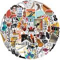 52pcs Orchestral Aesthetic Vinyl Stickers for Teens Boys Girls Adults-Water Bottles Guitar Violin Cartoons on Display