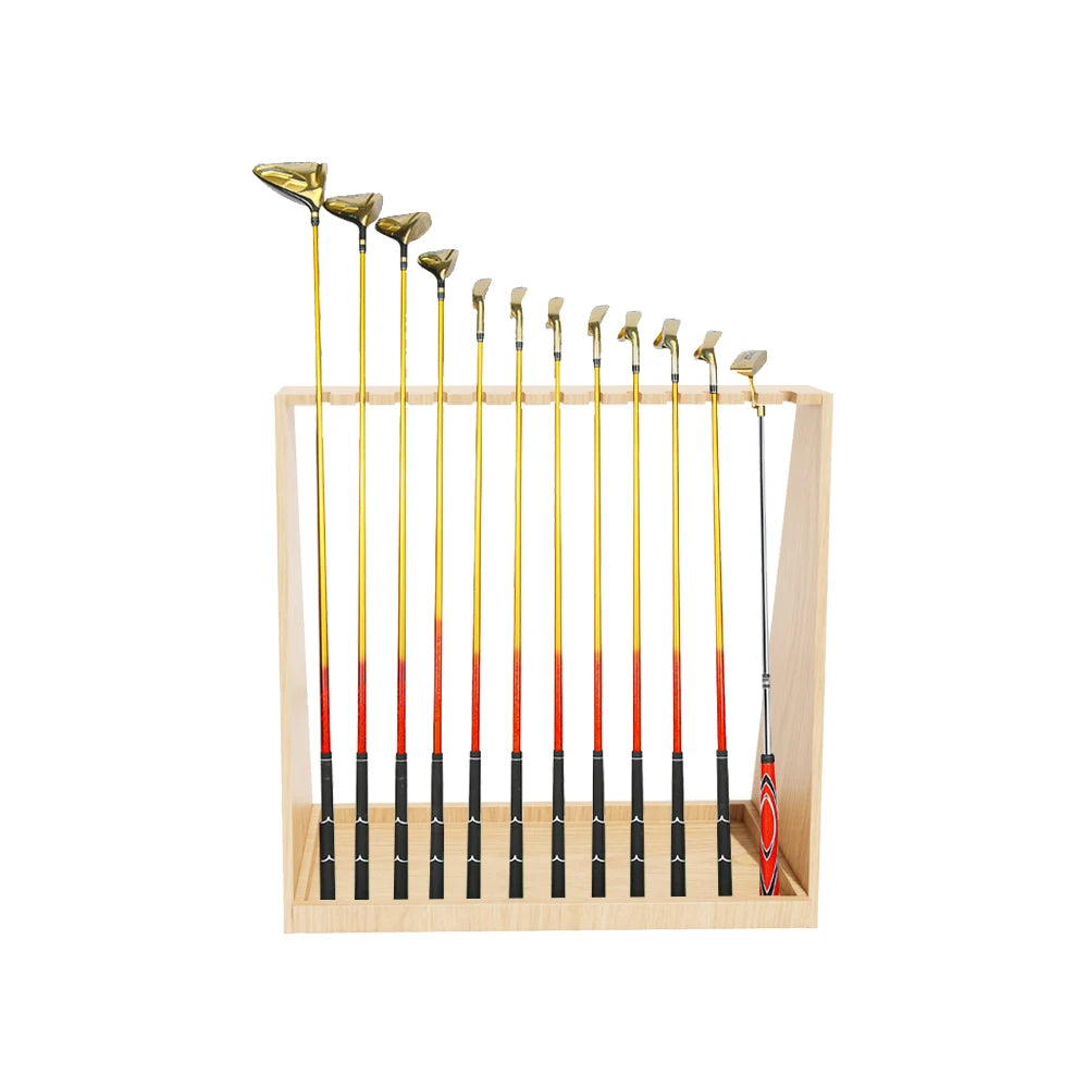 Organizer Wooden Floor Display Rack for 13 Clubs Indoor Use Golf Putter Stand & Rack Holder Golf Organizer & Display Stand