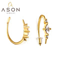 Ason High Quality Waterproof Non Tarnish Geometric U Shaped Earrings Ladies 18K Gold Plated Stainless Steel Zircon Hoop Earrings