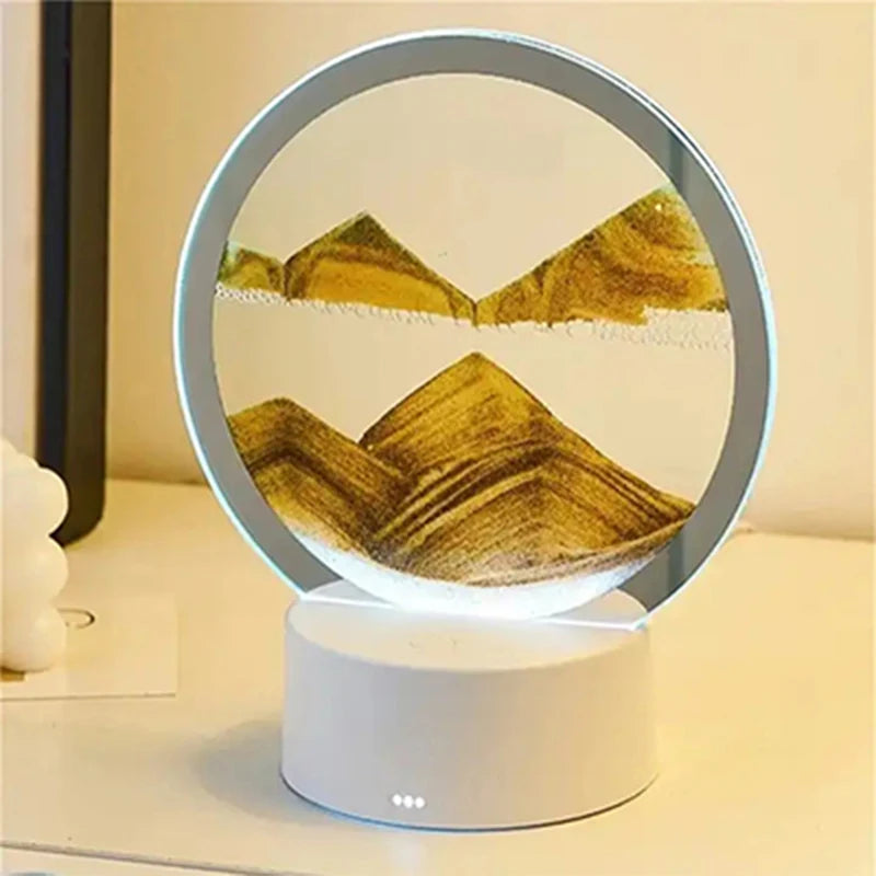 Fashion Led Table Lamp Moving 3d Flowing Sand Art Picture Quick Sand Picture With Led Light