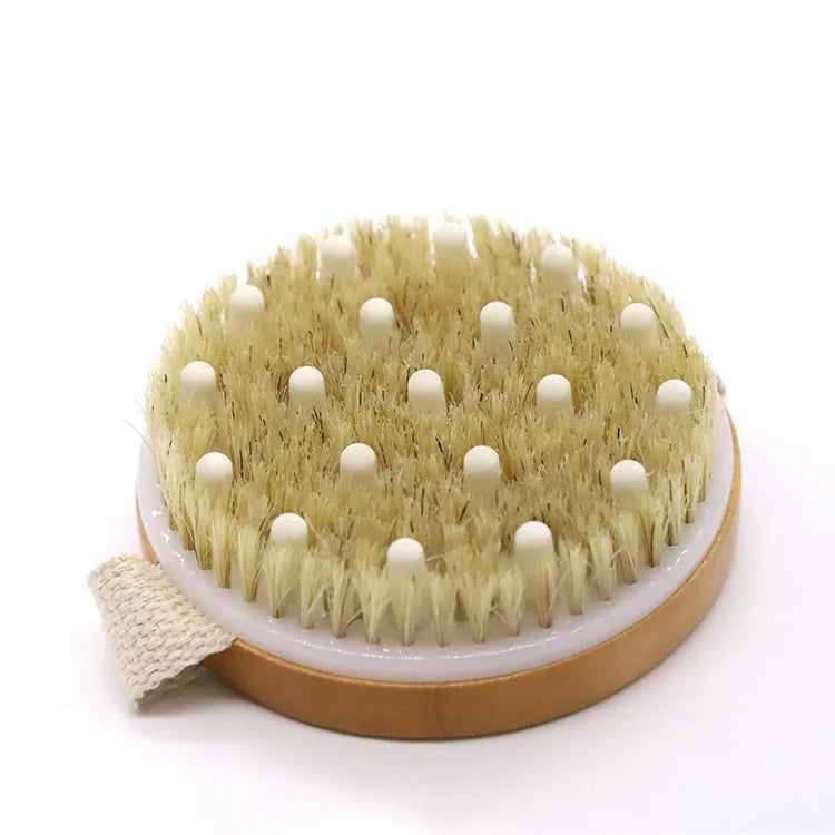 Custom Logo Wooden Bath Brushes Dry Body Exfoliating Scrubbers with Sponges High Visibility Product Category