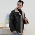 Flying Real Shearling Fur Leather Jacket Plus Size Sheepskin Fur Coat Men