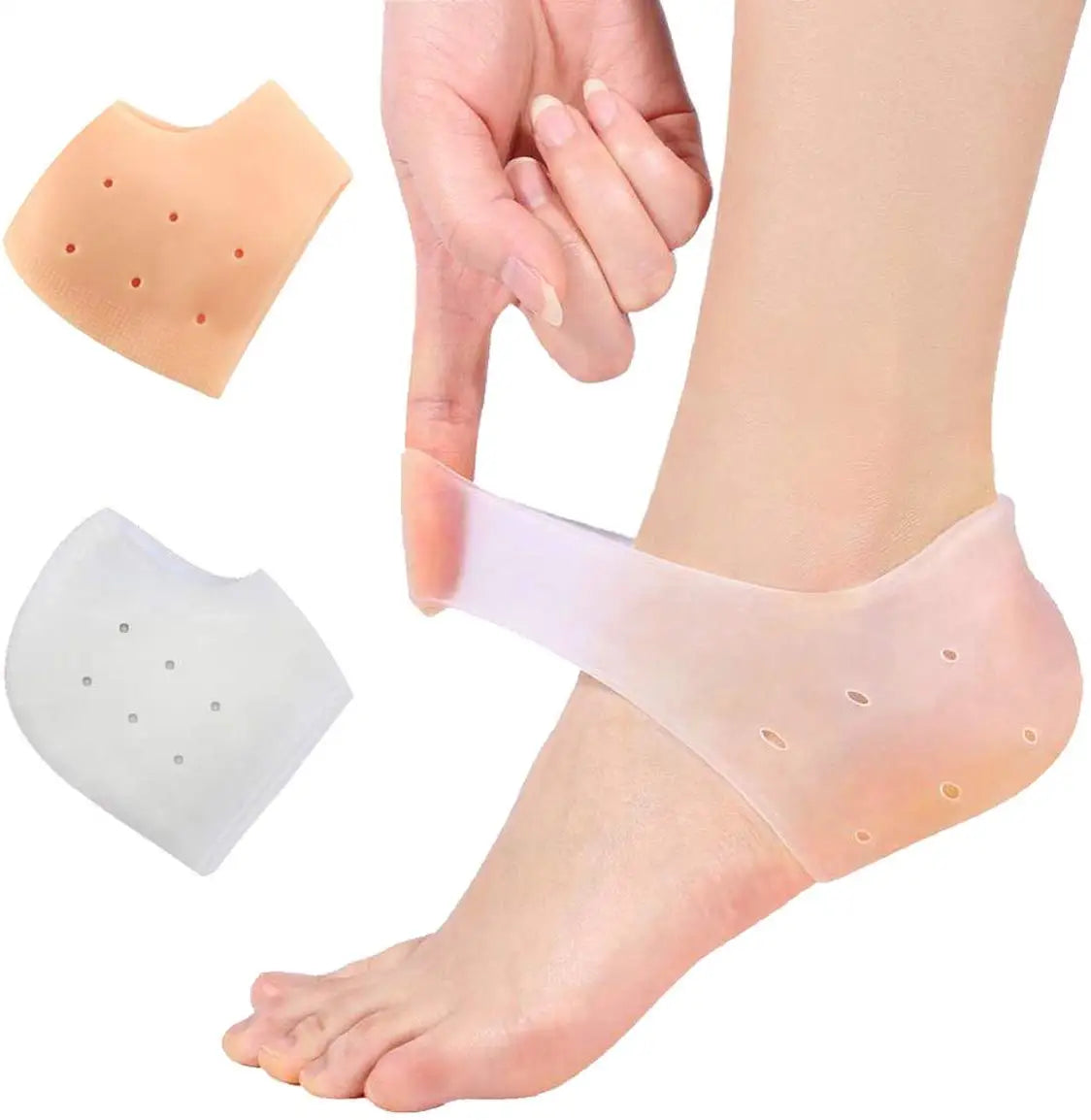 Silicone Heel Protectors - Lace Fashionable Design Elastic Breathable Soft Heel Cups Great for Heel Pain