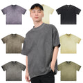 Wholesale High Quality Boxy Streetwear T-shirt Blank 100% Cotton Sun Faded Distressed Vintage Washed T Shirt