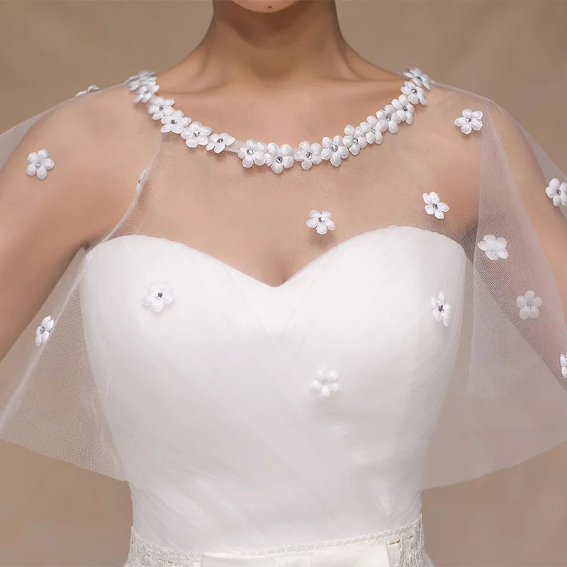 Genya Bridal Embroidered Shrug Bolero Cape Shoulder Covers up Women Lace Wedding Shawls Evening Prom Party Dress