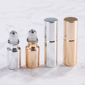Silver UV 5ml 10ml Slim Empty Perfume Packaging Essential Oil Steel Roller Glass Roll on Bottle Black with Metal Cap