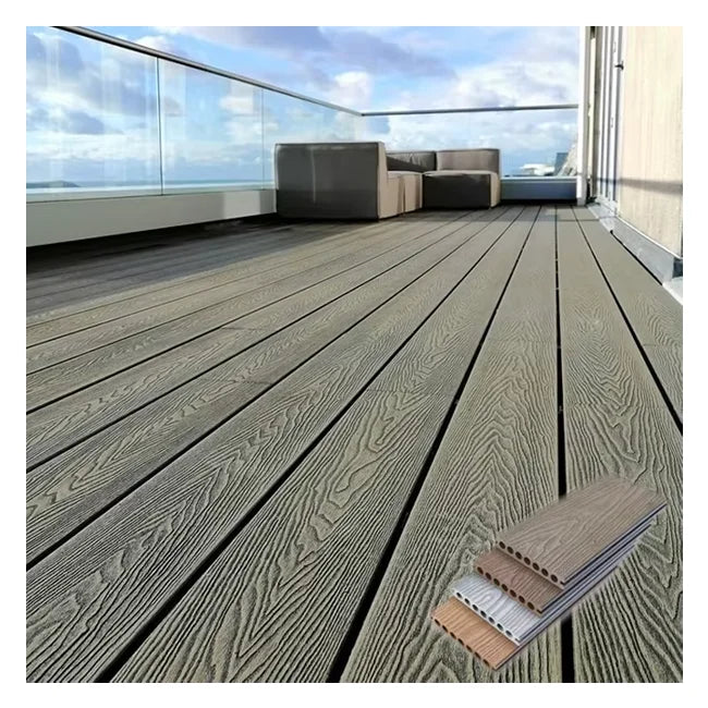 Factory Wholesale Outdoor Deep Embossing Wood Plastic Plank WPC Compound Floor Exterior WPC Composite Decking