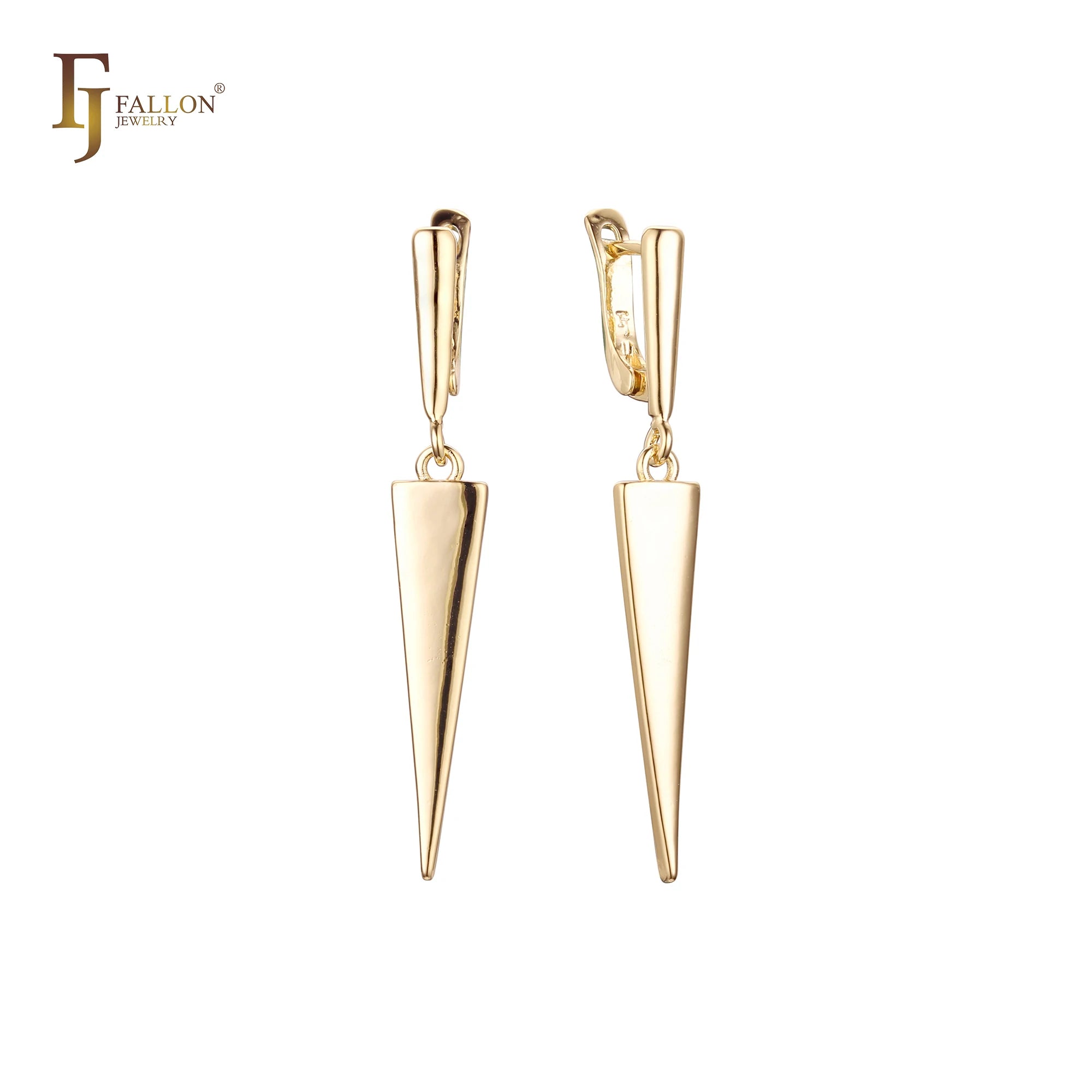 FJ Fallon Fashion Jewelry Tall Clip-On Earrings Plated in 14K Gold Brass Based