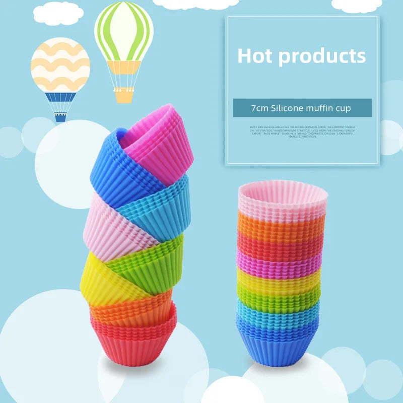 Food Grade BPA Free Cake Mould Silicon Multi Colours Round Muffin Cup Baking Silicone Cake Mould
