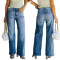 Women Wholesale Vintage Wide Leg Pants Trousers High Waist Casual Loose Washed Denim Jeans Pants