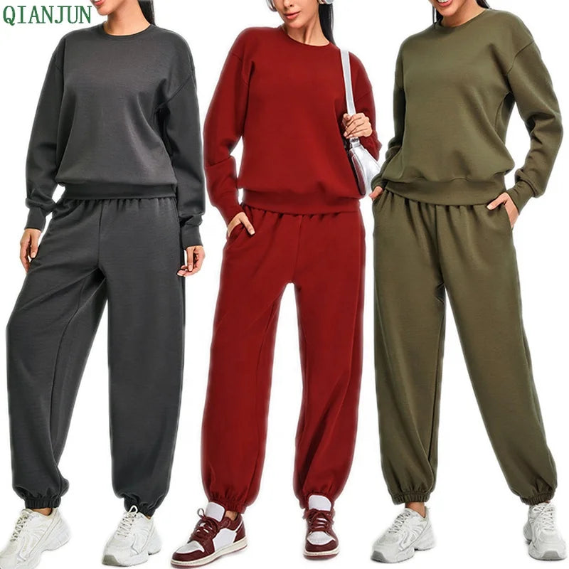 High Quality Breathable Sustainable Loose Casual Slimming Long Sleeved Yoga Suit Sports Hoodies Two Piece Gym Sets Outdoor Yoga MegaBDM