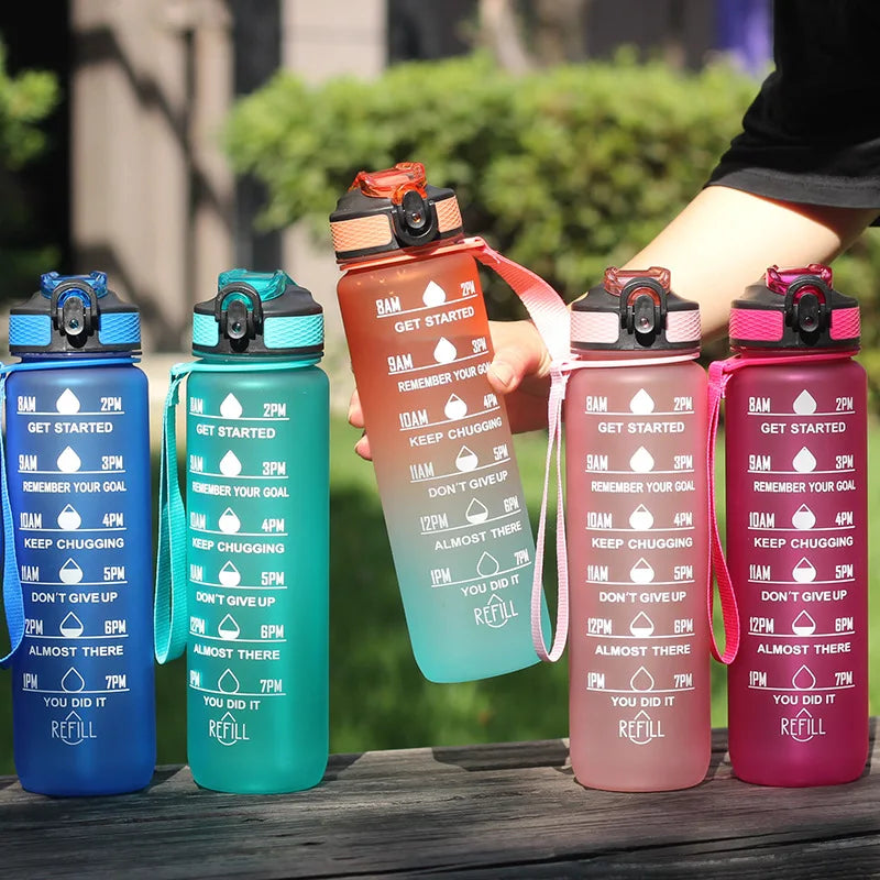 wholesale 32oz 1l tumbler cups eco friendly large big capacity bpa free gym bottle sport plastic water bottle with time marker