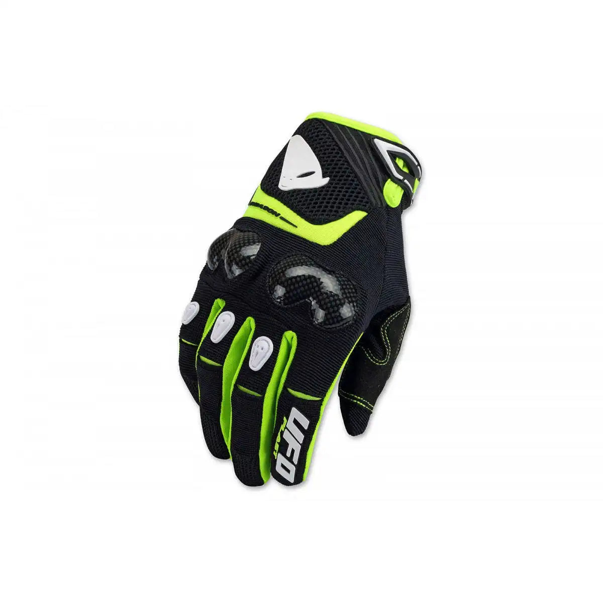 Reason Comfortable Sports Gloves for Summer Winter Cowhide Leather PU Black/Fluo Yellow for Motocross/Enduro Made Italy