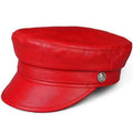 Fashion Women Captain Sailor Hat Newsboy Cabbie Baker Boy Peaked Beret Red Genuine Leather Hats Fiddler Hat