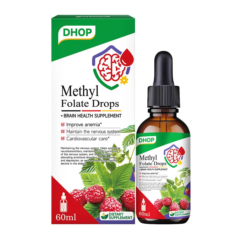 For DHOP L Methyl Folate 15mg Liquid Sublingual Vitamin B12 High Potency Active 5-MTHF Form Methyl B12 Cofactor for Adults