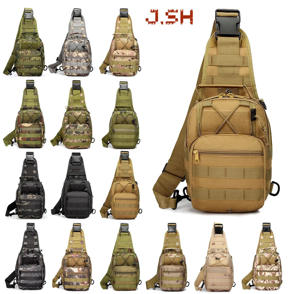 JSH Custom Small Waterproof Tactical Shoulder Crossbody Bag Water Resistant Chest Sling Bag for Outdoor Activities