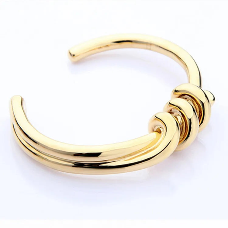 New Gold Color Noeud Armband Bracelet with Diamond Brass Cuff Bracelets Manchette Bangles Jewelry Religious Style Wedding Gift