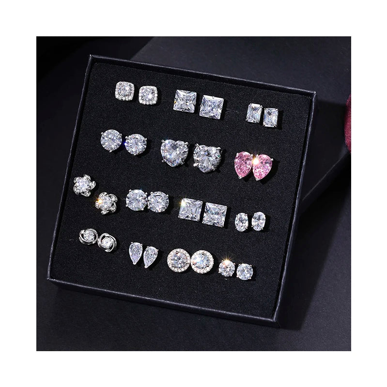 925 Sterling Silver Fine Jewelry Affordable Luxury Bling Diamond 5A Cubic Zirconia Studs Wedding Earrings Women