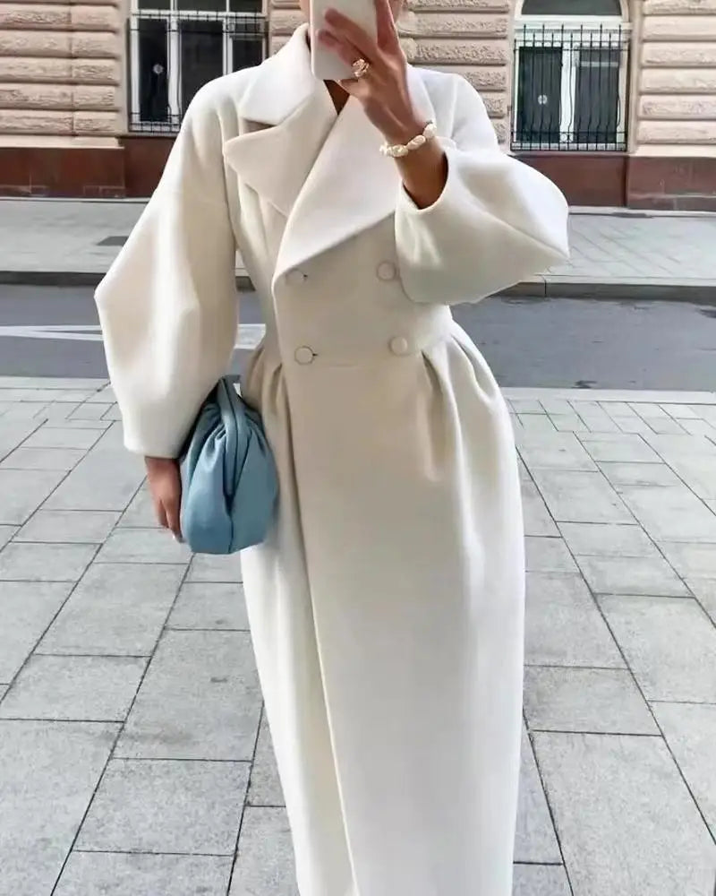 Ohsisa 2025 New Women's Retro Style Long Wool Coat Autumn and Winter Warm Windproof Women's Coat