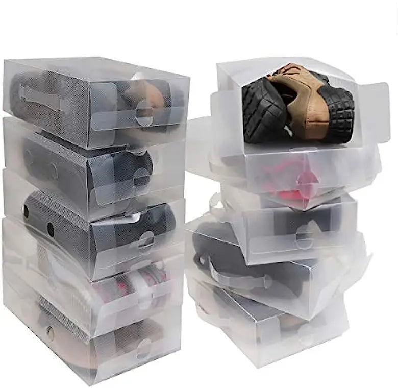 Rectangle DIY Stacking Foldable Injection Eco-Friendly Display Shoe Container Transparent Portable Drop Front Organizer Plastic