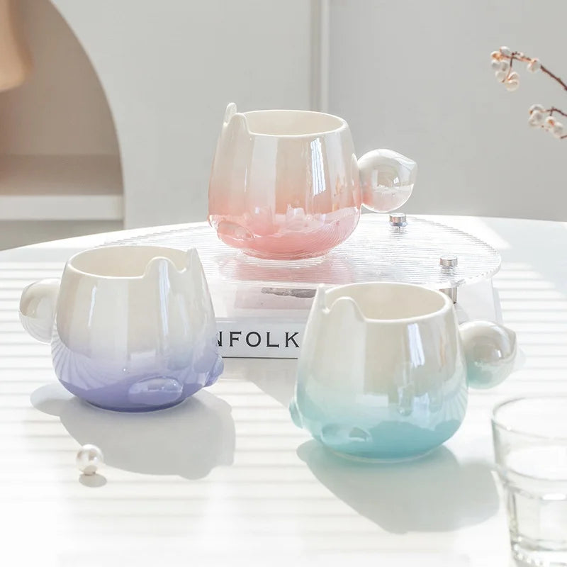 Hot Sale Ins Artistic Cute Ceramic Water Cup Creative Office Souvenir Simple Ceramic Coffee Cup Personality Ceramic Mug