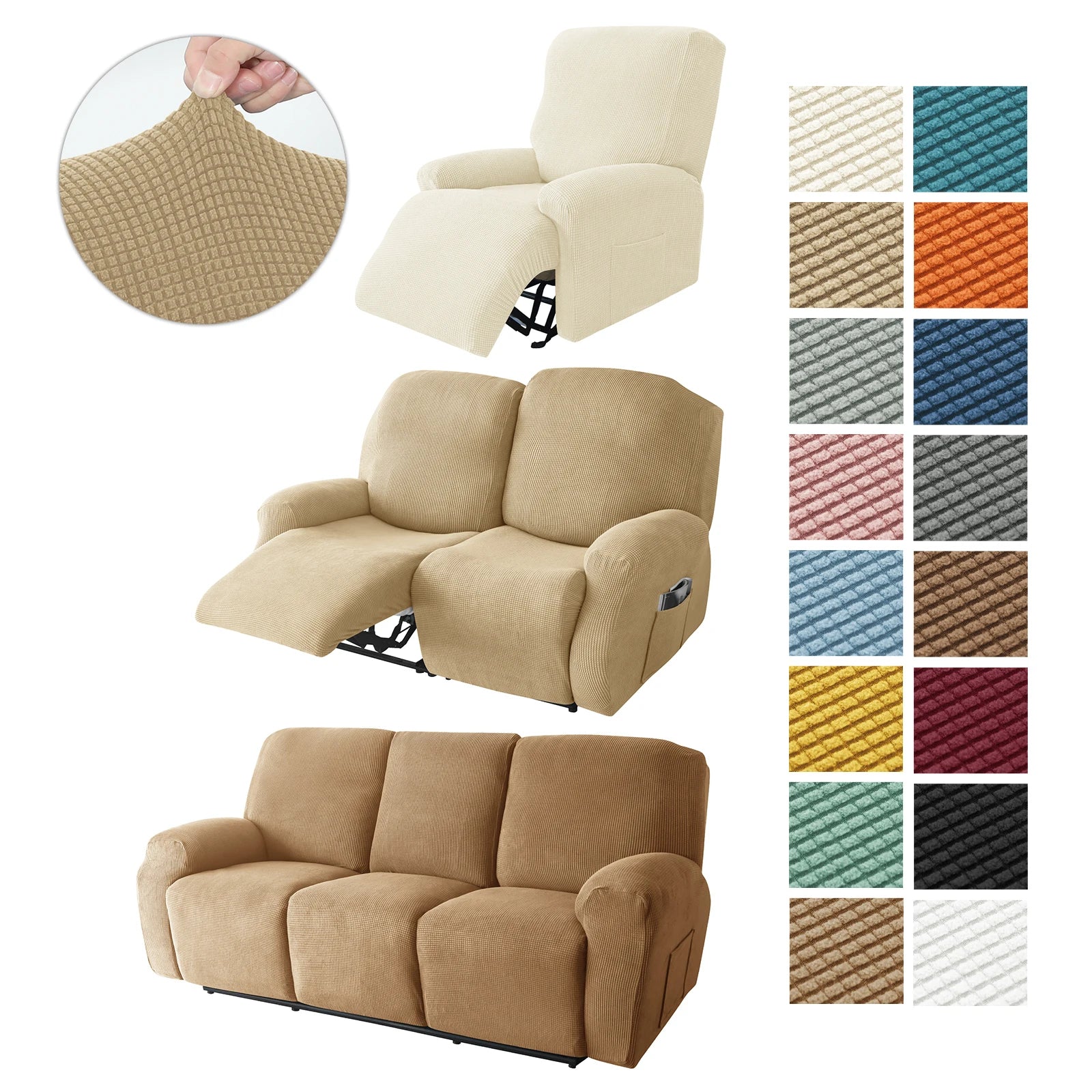 Recliner Dropshipping Cover 4-Pieces Recliner Stretch Sofa Slipcover Recliner CoverCouch Protector Soft Furniture Protector