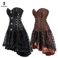 Front 4 Locks Closure 12 Steel Bone Corset Top With Vintage Skirt Steampunk Gothic Corset Dress Women Sexy Clothing