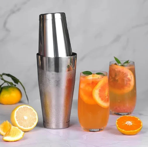 Cross-Border Bostonian Cocktail Shaker Set Stainless Steel Two-Stage Shaker with Custom Logo Silver Bar Tool