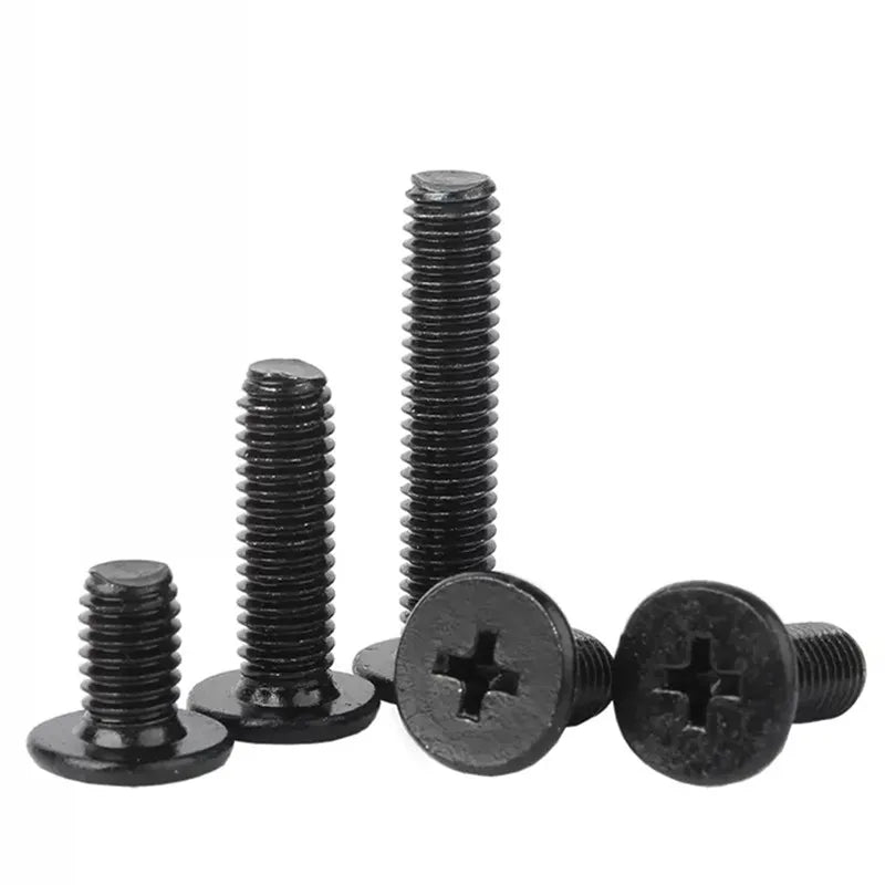 Black Stainless Steel M3 M4 X 10mm Low Profile Flat Screw Phillips Electronic Miniature Micro Screws Ultra Slim Thin Head Screw