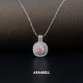 Luxurious S925 Silver Paraiba Pink Moissanite Princess Square Pendant Necklace Prong Setting for Party or Anniversary Fine Jewel
