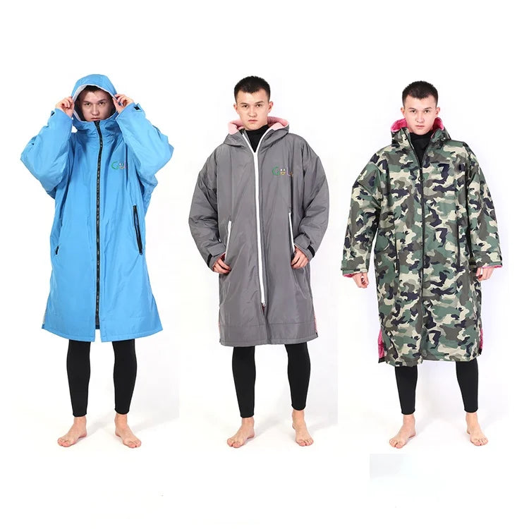 Factory Custom Winter Windproof Drying Surf Robe Waterproof Poncho Changing Robe Hooded Swimming Coat Large Jacket