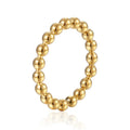 Wholesale Women's Minimalist Jewelry Link Gold Ring Beads Fashion18K Gold Plated Stainless Steel Beaded Ring for Women
