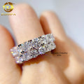 Ready to Ship Hot Selling Silver Whole Round 4mm 5mm Diamond Band Moissanite Eternity Ring