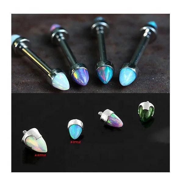 Wholesale Custom G23 Titanium Internal Thread Opal Bullet Barbell Ring Lip Nail Eyebrow Nail Ear Bone Nail Piercing Jewelry