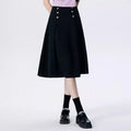 S-2XL Temperament Mid Length Skirt High Waisted Slimming A-line Skirt With a Haute Couture Half Skirt