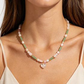 MAIOU Original Design Handmade Pearl Natural Stone Freshwater Pearl Beaded Heart Pendant Necklaces Jewelry for Women