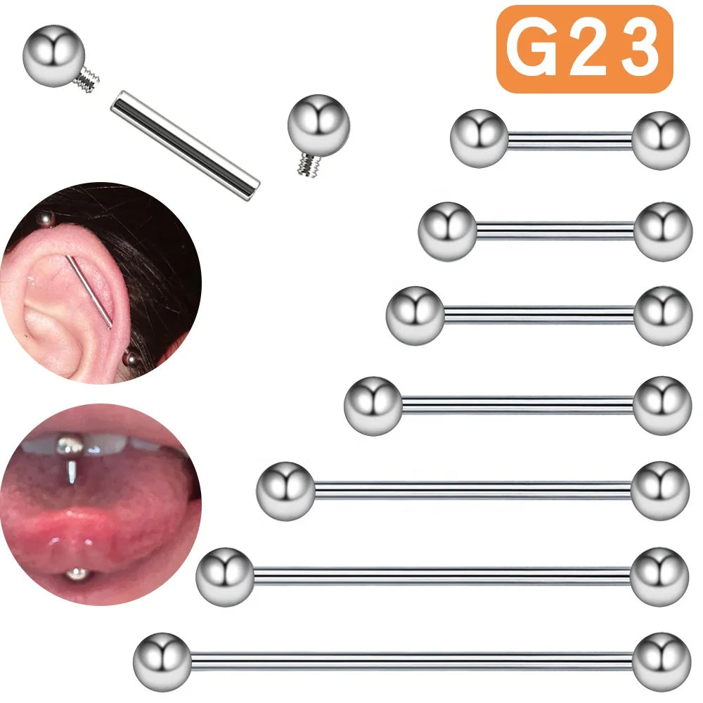 Gaby G23 Titanium Industrial Barbell Internal Thread Tongue Barbell ASTM-F136 Cartilage Ear Piercing Titanium Body Jewelry