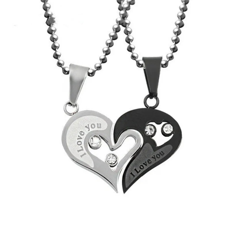 Rinhoo New Valentine's Day Love Couple Necklace Small and Versatile Heart Diamonds Pendant Necklaces Wholesale Price