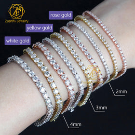 USA Stock 3mm 4mm 5mm VVS Moissanite Diamond Tennis Necklace Womens 925 Sterling Silver Lab Grown Moissanite Men Tennis Bracelet