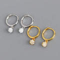 ZHILIAN Trendy 925 Silver Flower Design Earrings Women's Jewelry with Gold Plating and Zircon for Wedding or Gift